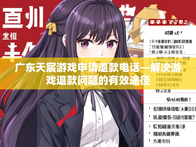广东天宸游戏申请退款电话—解决游戏退款问题的有效途径